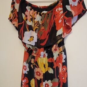 Ruffle Top Chiffon Maxi Dress